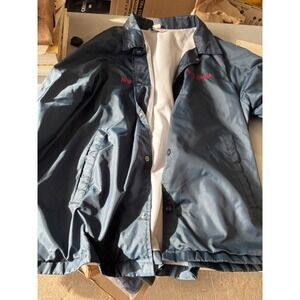 Vintage  BLUE Jacket Mens L Nylon Shell Snap USA  "Roy" "Pennel Electric"